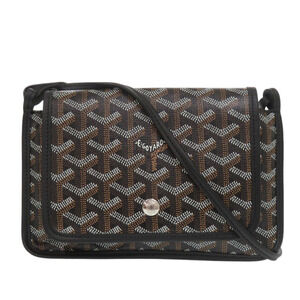 Like new Goyard Plumet Pouch Wallet Canvas Leather Black Shoulder Bag 0781